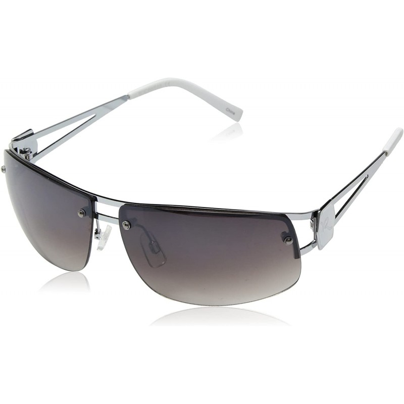 Semi-rimless Men's R1022 Semi-Rimless Rectangular Metal Sunglasses with 100% UV Protection- 65 mm - Silver - CJ129HH01QV $48.41