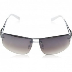 Semi-rimless Men's R1022 Semi-Rimless Rectangular Metal Sunglasses with 100% UV Protection- 65 mm - Silver - CJ129HH01QV $48.41