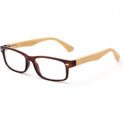 Oversized Unisex Translucent Simple Design No Logo Clear Lens Glasses Squared Fashion Frames - Brown Bamboo - C911EA53G21 $20.02