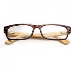 Oversized Unisex Translucent Simple Design No Logo Clear Lens Glasses Squared Fashion Frames - Brown Bamboo - C911EA53G21 $10.82