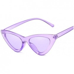 Oval Sexy Cat Eye Sunglasses Women Mirror Black Triangle Sun Glasses Lens Shades Eyewear UV400 - Purple - C419853XCHH $33.24