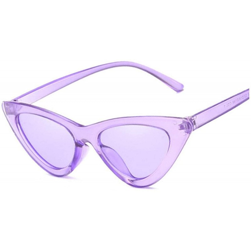 Oval Sexy Cat Eye Sunglasses Women Mirror Black Triangle Sun Glasses Lens Shades Eyewear UV400 - Purple - C419853XCHH $33.24