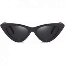 Oval Sexy Cat Eye Sunglasses Women Mirror Black Triangle Sun Glasses Lens Shades Eyewear UV400 - Purple - C419853XCHH $33.24