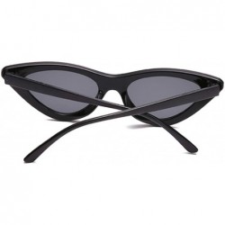 Oval Sexy Cat Eye Sunglasses Women Mirror Black Triangle Sun Glasses Lens Shades Eyewear UV400 - Purple - C419853XCHH $33.24