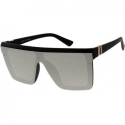 Semi-rimless Fashion Oversize Siamese Lens Sunglasses Women Men Succinct Style UV400 - 3 Pack Black - Silver - Blue - CC1983G...