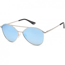 Aviator Women's Aviator Sunglasses - Wire Frame - Colored Polarized Lenses - Silver - CN18E5RQW0E $65.69