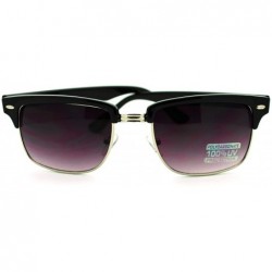 Rectangular Designer Club Sunglasses Short Rectangular Half Rim Fashion - Black Silver - CP11H4U80EJ $11.40