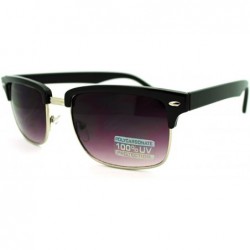 Rectangular Designer Club Sunglasses Short Rectangular Half Rim Fashion - Black Silver - CP11H4U80EJ $11.40