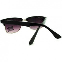 Rectangular Designer Club Sunglasses Short Rectangular Half Rim Fashion - Black Silver - CP11H4U80EJ $11.40