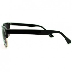 Rectangular Designer Club Sunglasses Short Rectangular Half Rim Fashion - Black Silver - CP11H4U80EJ $11.40