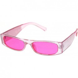 Square 80s Disco Narrow Rectangular Bling Engraving Plastic Pimp Sunglasses - All Pink - CL18R27A3O5 $9.30