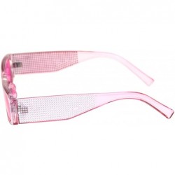 Square 80s Disco Narrow Rectangular Bling Engraving Plastic Pimp Sunglasses - All Pink - CL18R27A3O5 $9.30