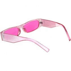 Square 80s Disco Narrow Rectangular Bling Engraving Plastic Pimp Sunglasses - All Pink - CL18R27A3O5 $9.30