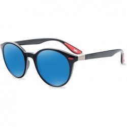 Round Vintage Polarized Classic Sunglasses for Men Women Lightweight Brand Sun Glasses - G Black Frame Blue Lens - CD18KIY2WA...