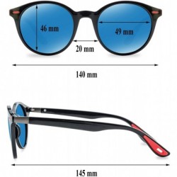 Round Vintage Polarized Classic Sunglasses for Men Women Lightweight Brand Sun Glasses - G Black Frame Blue Lens - CD18KIY2WA...