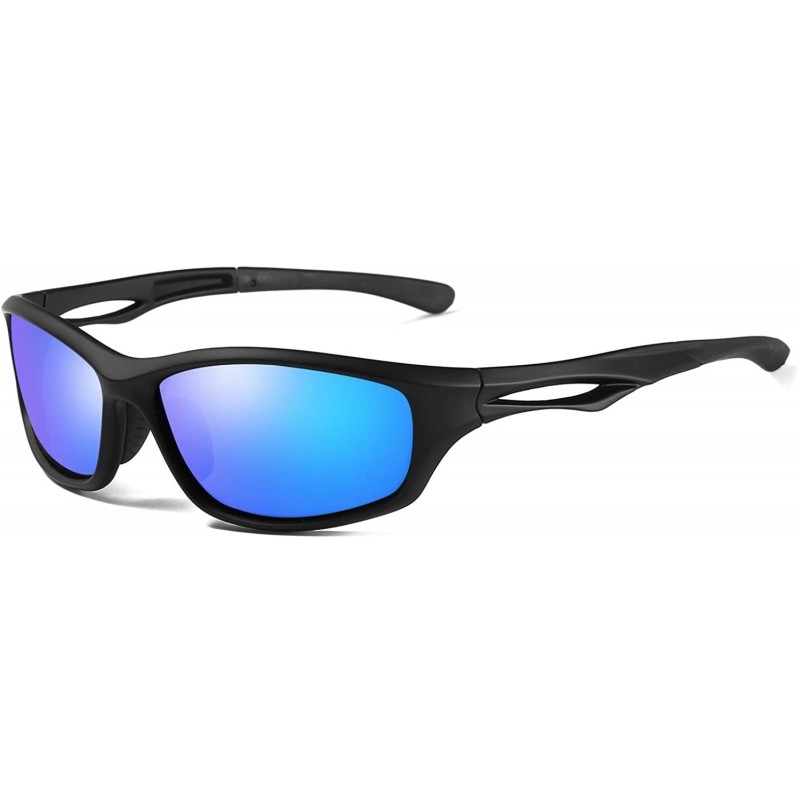 Sport Polarized Sports Sunglasses for Men/Women TR90 soft Frame Unisex Driving sun glasses for Cycling Fishing - Blue - CO18K...