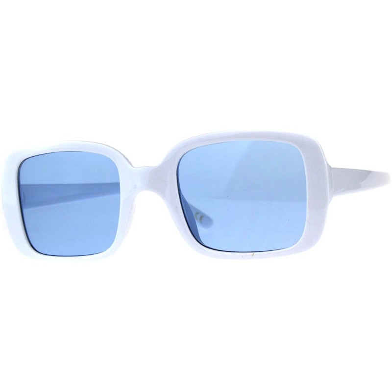 Rectangular Square Rectangular Frame Sunglasses Womens Vintage Fashion Shades - White (Blue) - C018DASMXXZ $10.98