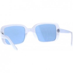 Rectangular Square Rectangular Frame Sunglasses Womens Vintage Fashion Shades - White (Blue) - C018DASMXXZ $10.98