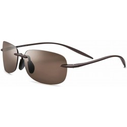 Rimless Polarized Sunglasses Driving Sun Glasses for Men Women Tr90 Unbreakable Frame - Brown - CQ180ZW6T3C $35.86