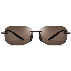 Rimless Polarized Sunglasses Driving Sun Glasses for Men Women Tr90 Unbreakable Frame - Brown - CQ180ZW6T3C $35.86