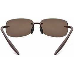 Rimless Polarized Sunglasses Driving Sun Glasses for Men Women Tr90 Unbreakable Frame - Brown - CQ180ZW6T3C $35.86