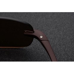 Rimless Polarized Sunglasses Driving Sun Glasses for Men Women Tr90 Unbreakable Frame - Brown - CQ180ZW6T3C $35.86