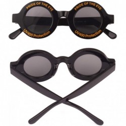 Oversized Oversize Fashion Thick Bold Frame Round Sunglasses Anti-UV Outdoor Colorful Glasses - Black - CH192EAXL7Z $14.05