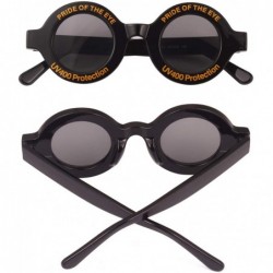 Oversized Oversize Fashion Thick Bold Frame Round Sunglasses Anti-UV Outdoor Colorful Glasses - Black - CH192EAXL7Z $14.05