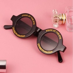 Oversized Oversize Fashion Thick Bold Frame Round Sunglasses Anti-UV Outdoor Colorful Glasses - Black - CH192EAXL7Z $14.05