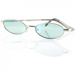 Round Vintage Slim Wide Open Oval Flat Lens Smoke Color Tinted Sunglasses A176 - Mint - C518GD7244G $23.51