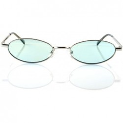 Round Vintage Slim Wide Open Oval Flat Lens Smoke Color Tinted Sunglasses A176 - Mint - C518GD7244G $9.46