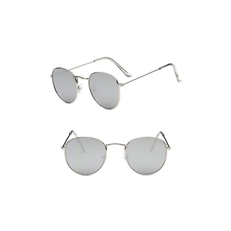 Round Sunglasses Mirror Classic Glasses Driving - Silversilver - C2198MWO8CK $10.88