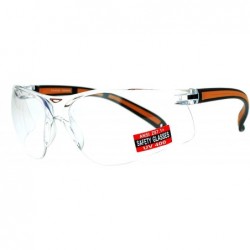 Sport Clear Lens Protective Safety Glasses UV 400 ANSI Z87.1+ Half Rim Sporty - Orange - CV18905QMRA $8.78