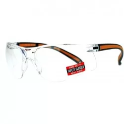Sport Clear Lens Protective Safety Glasses UV 400 ANSI Z87.1+ Half Rim Sporty - Orange - CV18905QMRA $19.42