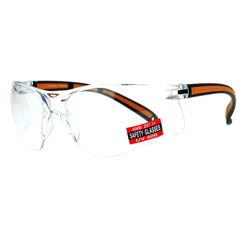 Sport Clear Lens Protective Safety Glasses UV 400 ANSI Z87.1+ Half Rim Sporty - Orange - CV18905QMRA $8.78