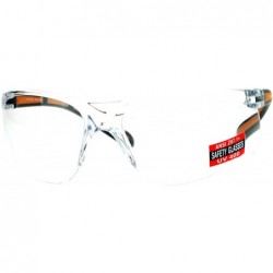 Sport Clear Lens Protective Safety Glasses UV 400 ANSI Z87.1+ Half Rim Sporty - Orange - CV18905QMRA $8.78