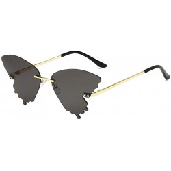 Goggle 2020 Butterfly Rimless Sunglasses Women Fashion Metal Driving Glasses - Grey - CO199CH767M $21.45