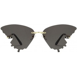 Goggle 2020 Butterfly Rimless Sunglasses Women Fashion Metal Driving Glasses - Grey - CO199CH767M $13.34