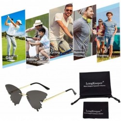 Goggle 2020 Butterfly Rimless Sunglasses Women Fashion Metal Driving Glasses - Grey - CO199CH767M $13.34