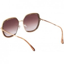 Aviator Oversized Rhinestone Aviator Sunglasses for Women Diamond Shades - Brown Lens/Colorful Rhinestone - CL18XRXYUGY $13.58