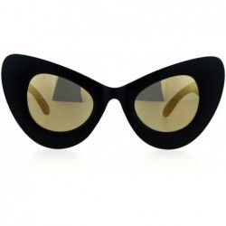 Oversized Super Oversized Cateye Sunglasses Cat Womens Fashion Mirror Lens UV 400 - Matte Black - CS12GZ8IUDB $24.30