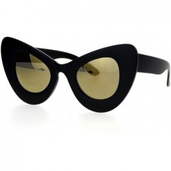 Oversized Super Oversized Cateye Sunglasses Cat Womens Fashion Mirror Lens UV 400 - Matte Black - CS12GZ8IUDB $9.91
