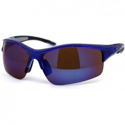Sport Arctic Blue Bluetech Mirrored Lens Rectangular Half Rim Sport Sunglasses - Blue - CF12MZJOL2U $23.06