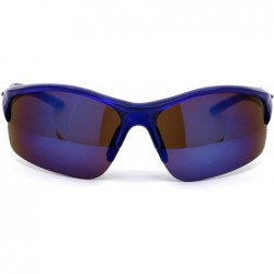 Sport Arctic Blue Bluetech Mirrored Lens Rectangular Half Rim Sport Sunglasses - Blue - CF12MZJOL2U $9.35