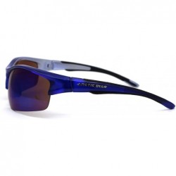 Sport Arctic Blue Bluetech Mirrored Lens Rectangular Half Rim Sport Sunglasses - Blue - CF12MZJOL2U $9.35