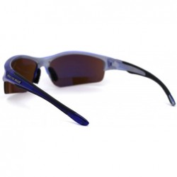 Sport Arctic Blue Bluetech Mirrored Lens Rectangular Half Rim Sport Sunglasses - Blue - CF12MZJOL2U $9.35