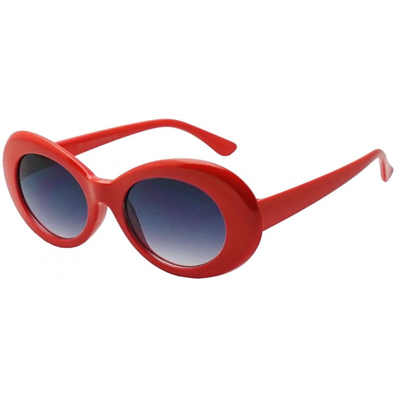 Round Oval Translucent Colorful Clout Goggles Frame Retro Color Transparent Neutral Lens Sun Glasses - Red - C2189IRTCYS $9.63