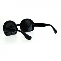 Round Womens Cropped Shaved Round Frame Sunglasses Fashion Mirror Lens - Matte Black (Silver Mirror) - CW187K4MWHT $12.29