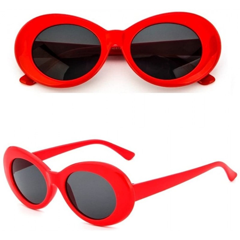 Oval Plastic Bold Oval Frame Novelty Goggle Eye Round Sunglasses - Red+grey - CT18877Z3OX $9.77
