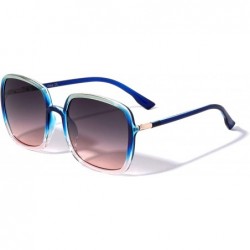Square Dublin Round Square Thin Frame Designer Sunglasses - Blue - CW1960QUAG3 $14.59